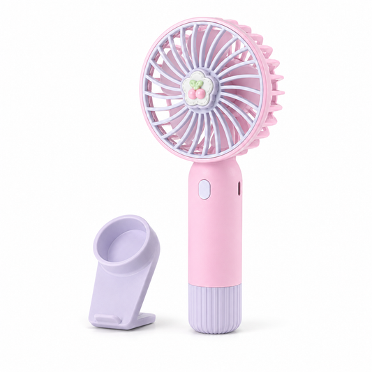 Portable Handheld Fan with Phone Holder | 3-Speed Rechargeable Fan (Type-C Charging)