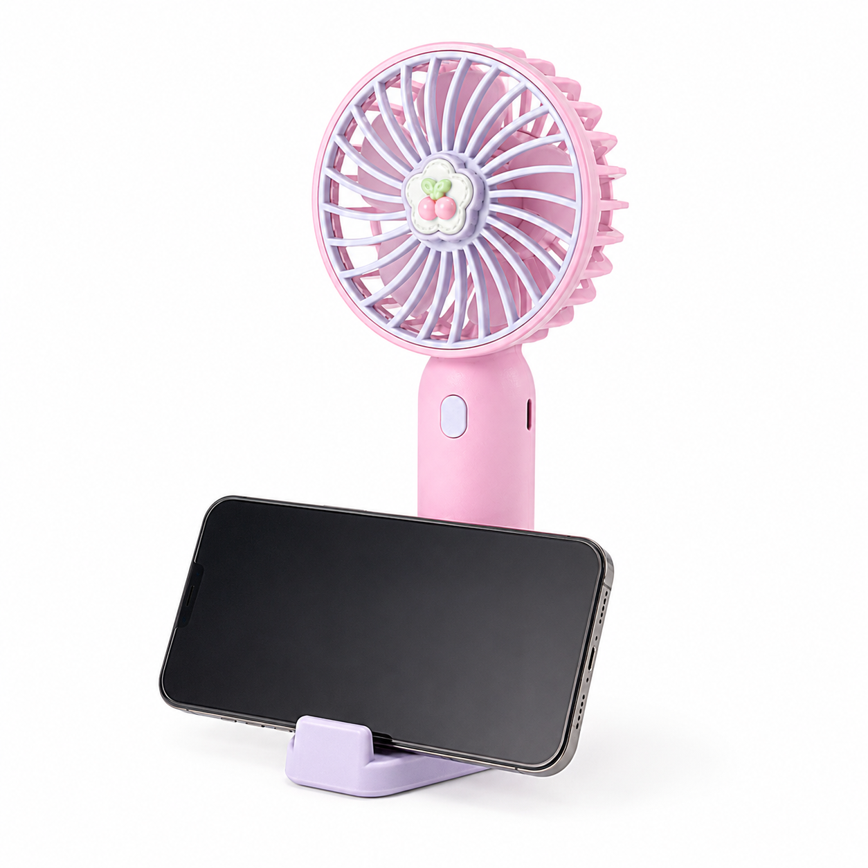 Portable Handheld Fan with Phone Holder | 3-Speed Rechargeable Fan (Type-C Charging)