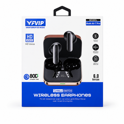 FVIP Buds Air 7 Pro Wireless Earbuds | Bluetooth 6.0 | HD Voice | IPX6 Waterproof